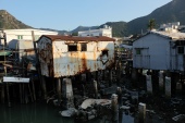 In the rundown side of Tai O, rusting metal shacks await demolition.